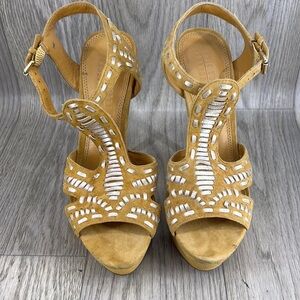 ERIC RUTBERG Intermix tan suede Aztec sandals
